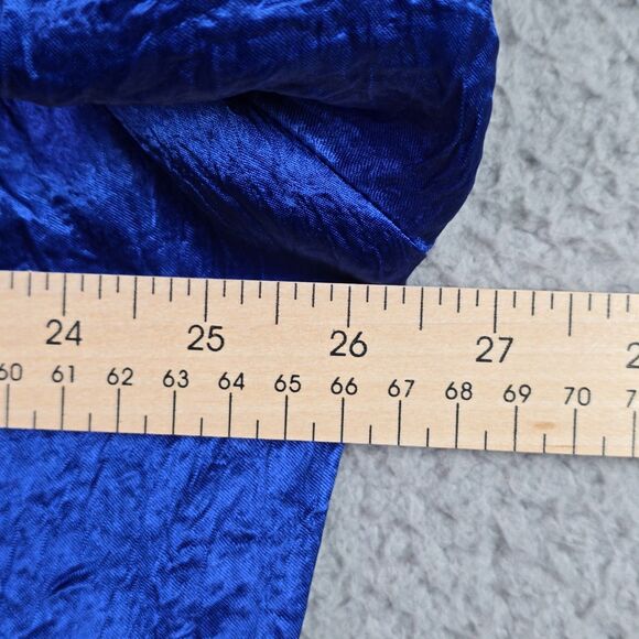 Vintage Howard Wolf Cobalt Blue Crinkle Puff Sleeve Button Up Top Statement 80s - Picture 11 of 15